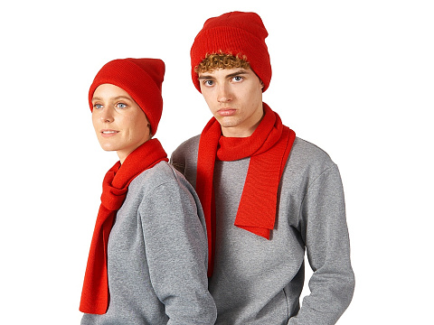 Подарочный набор с варежками, шарфом и термосом,красный - рис 10.