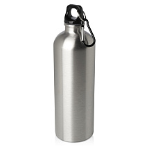 Одностенная бутылка для воды с карабином Oregon, изготовленная из нержавеющей стали, сертифицированной по стандарту RCS, объемом 750 мл - Серебряный