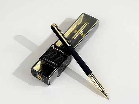 Ручка пластиковая шариковая Parliament, 0,7 мм, синие чернила, черный/золотистый - рис 5.