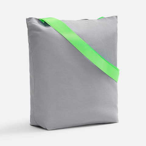 Шопер B5, серый с широкими зелеными ручками - рис 2.