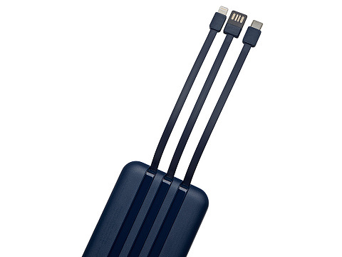 Магнитный беспроводной внешний аккумулятор со встроенными кабелями Мэни,быстаря зарядка, 10000 мАч, тёмно-синий - рис 6.