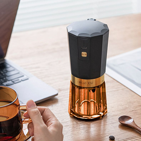 Портативная кофемолка Electric Coffee Grinder, черная с оранжевым - рис 10.