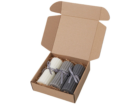 Набор свечей с гранями Vela, темно-серый, белый - рис 2.