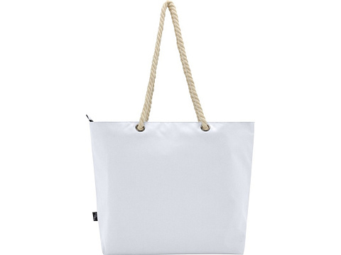 Panama пляжная эко-сумка-холодильник из переработанного материала, с ручками-шнурками 23L, белый - рис 3.