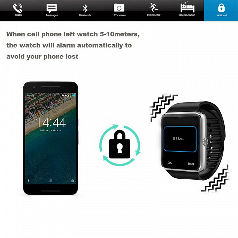 Смарт-часы GT08 Black (sim, bluetooth) - рис 7.
