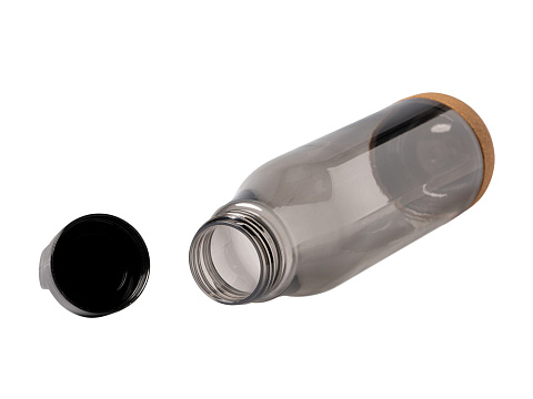 Бутылка Basti с пластиковым корпусом и пробковым дном, черный - рис 3.