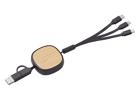 Универсальный кабель с ретрактором 3-в-1 Retrax, черный - рис 2.