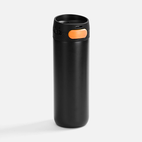 Термостакан X1 с цветной кнопкой, черный с оранжевым - рис 2.