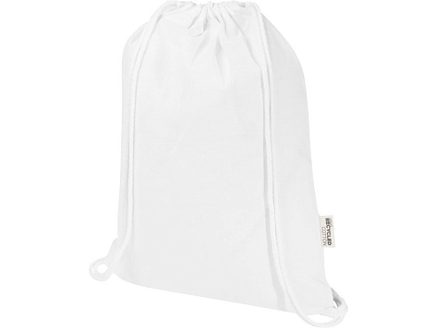 Oregon Blend сумка на шнурке из переработанного материала сертифицированного согласно GRS, плотностью 140 г/м², объемом 5 л - Белый