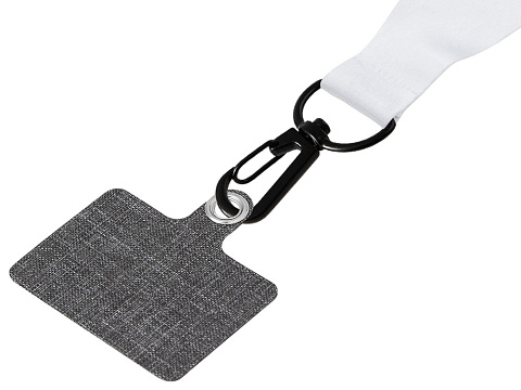 Ланъярд 2 см под сублимацию с трендовым карабином, замком обрыва и большим держателем для телефона из ПЭ, черный - рис 4.