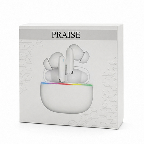 Беспроводные наушники «Музыка в цвете» Praise с RGB-подсветкой кейса, белые - рис 9.