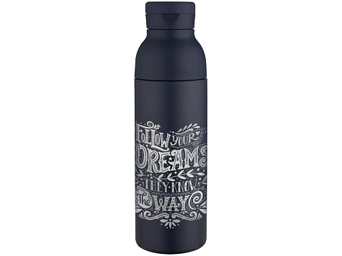 Illuminate бутылка для воды объемом 650 мл из переработанной нержавеющей стали RCS с двойными стенками и набором из 3 крышек - Синий Navy - рис 7.