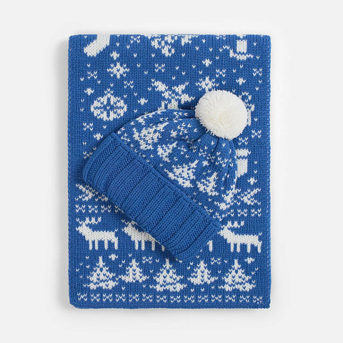 Шапка Holidale, синяя с молочным - рис 4.