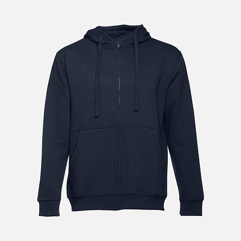 Толстовка мужская на молнии с капюшоном Amsterdam, темно-синяя - рис 2.