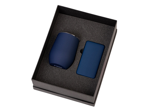 Подарочный набор с термокружкой и повербанком С2, 10000 mAh, темно-синий - рис 2.