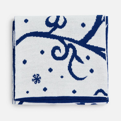 Шарф Adventino, темно-синий (кобальт) с молочным - рис 4.