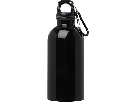 Одностенная бутылка для воды с карабином Oregon, изготовленная из нержавеющей стали, сертифицированной по стандарту RCS, объемом 400 мл - сплошной черный - рис 2.
