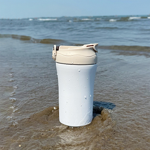 Термокружка с двойными стенками «Два глотка», 400 мл, бежевый - рис 5.