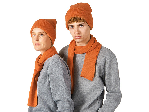 Подарочный набор с варежками, шарфом и термосом, оранжевый - рис 10.