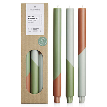 Originalhome Eden диагональные свечи - набор из 3 штук - Зеленый яркий