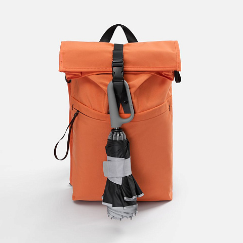 Зонт обратного сложения с ручкой-карабином Foldberry, серый - рис 9.