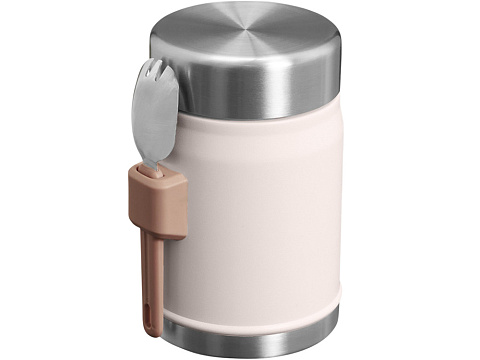 Банка для еды объемом 400 мл с ложкой-вилкой Stanley Legendary - Light pink - рис 2.