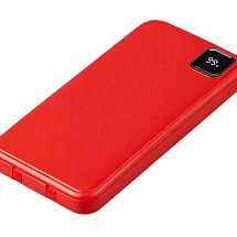 Внешний аккумулятор со встроенными кабелями Фрэйм, 10000мач, красный