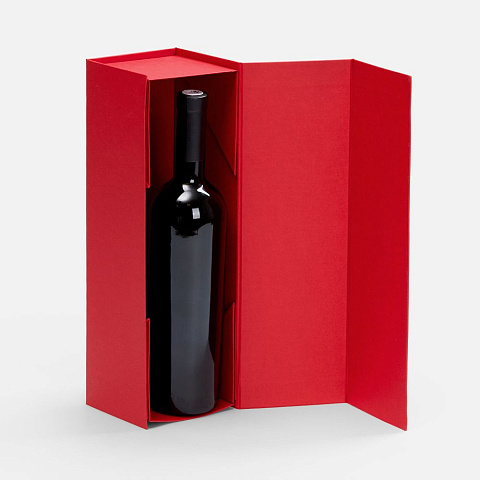 Коробка складная под бутылку Color Jacket Fold, красная - рис 3.