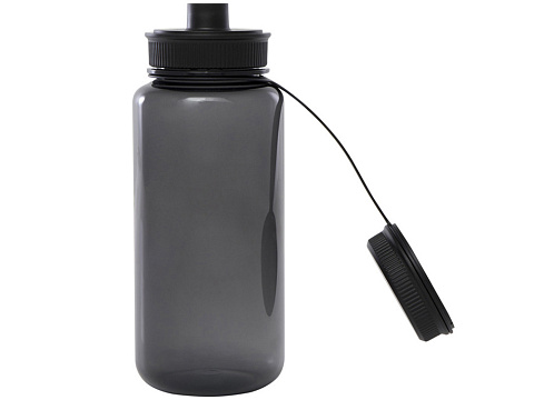 Спортивная бутылка Ryder из переработанного ПЭТ-пластика объемом 900 мл с многофункциональной крышкой, сертифицированная RCS - сплошной черный - рис 4.