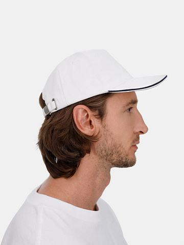 Бейсболка Classic 2.0, белая с темно-синим кантом - рис 10.