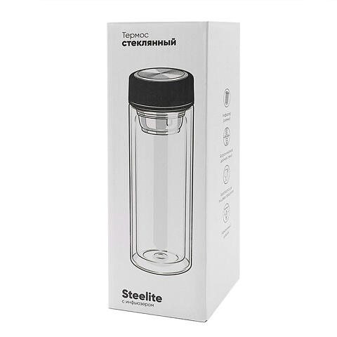 Термос стеклянный с инфьюзером Steelite, чёрный - рис 7.