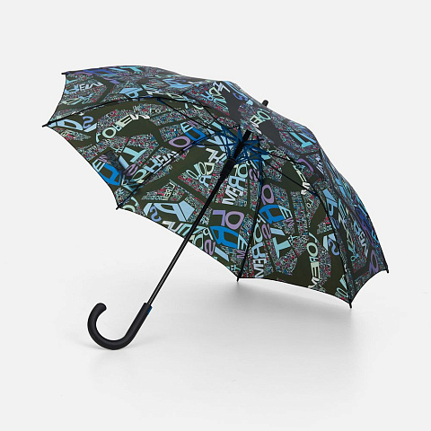 Зонт-трость Undercolor с полной запечаткой на заказ, с голубыми спицами - рис 2.