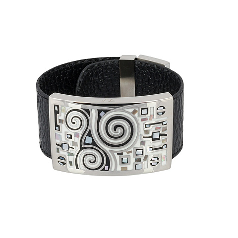 Браслет на кожаном черном ремешке - рис 3.