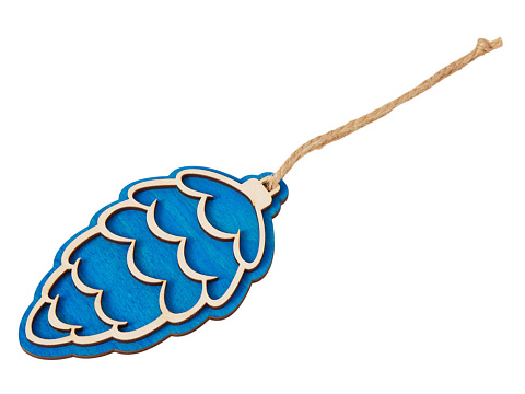 Подвеска шишка с цветной подложкой, синяя подложка