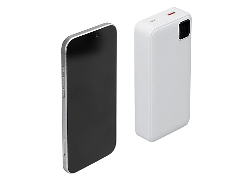 Внешний аккумулятор со встроенными кабелями Фрэйм Про, быстрая зарядка, 20000мач, белый - рис 2.