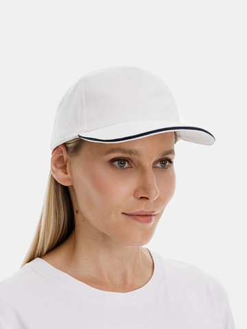 Бейсболка Classic 2.0, белая с темно-синим кантом - рис 7.