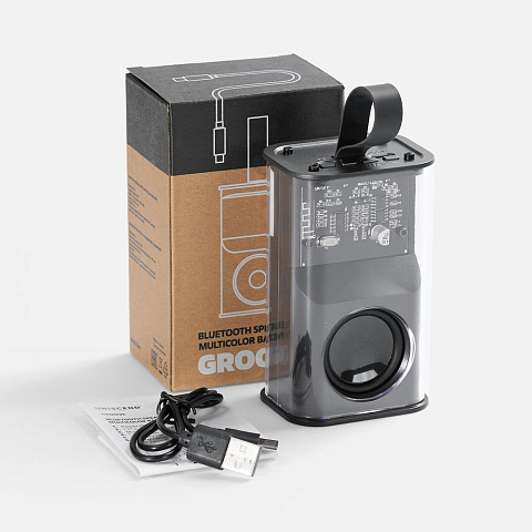 Bluetooth-колонка с подсветкой Groove, серая - рис 8.