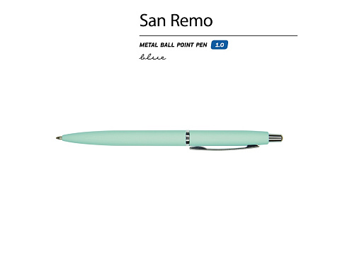 Ручка металлическая шариковая San Remo, софт-тач, 1.0 мм, мятный - рис 2.