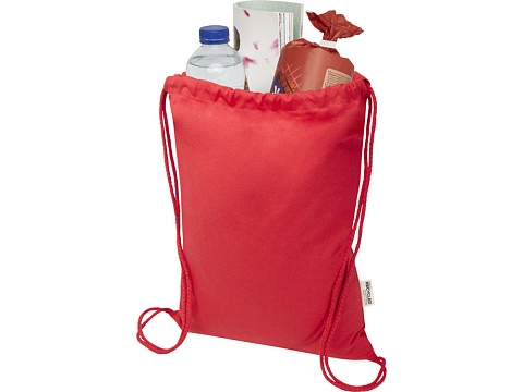 Oregon Blend сумка на шнурке из переработанного материала сертифицированного согласно GRS, плотностью 140 г/м², объемом 5 л - Красный - рис 3.