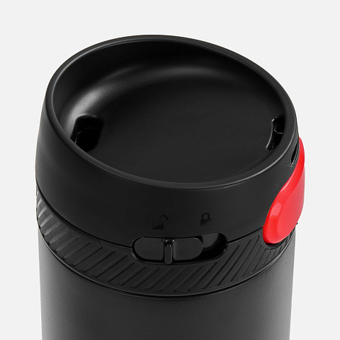 Термостакан X1 с цветной кнопкой, черный с красным - рис 4.