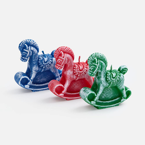 Свеча фигурная «Лошадка-качалка», синяя - рис 4.