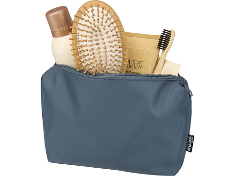 Trip Aware™ дорожная косметичка из переработанного материала 2 л, серо-синий - рис 3.