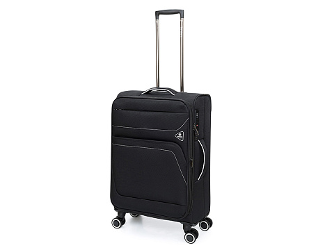 Чемодан TORBER НЕРО, чёрный, переработанный ПЭТ, 44 х 25 х 67 см, 63 л