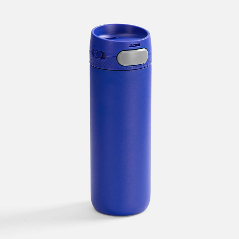 Термостакан X1 с цветной кнопкой, синий с серым - рис 2.