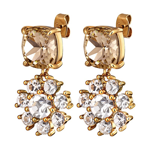 Серьги POPPY SG GOLDEN / CRYSTAL Dyrberg Kern 470118 - рис 2.
