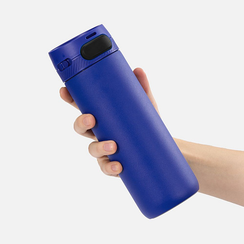 Термостакан X1 с цветной кнопкой, синий с черным - рис 5.