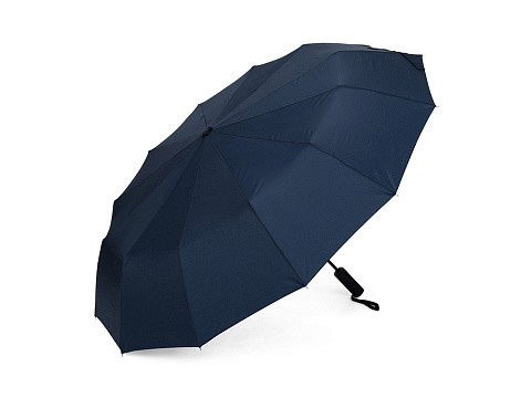 Зонт складной мужской TORBER, автомат, 3 сложения, синий, каркас сталь/файбергласс, эпонж, пластиковая ручка, диаметр 103 см