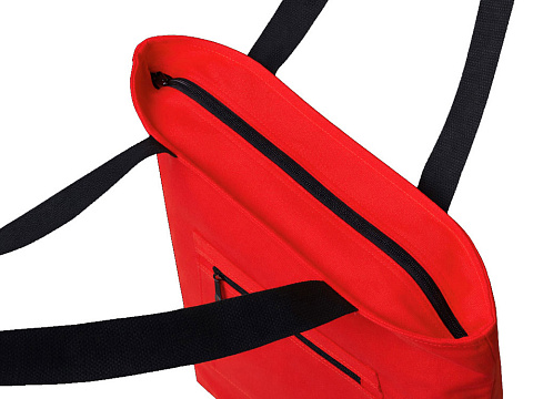 Сумка на молнии Zipper  Neo из хлопка 280 г c карманом на молнии спереди, красный - рис 4.