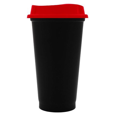 Стакан с крышкой Color Cap Black, черный с красным - рис 2.