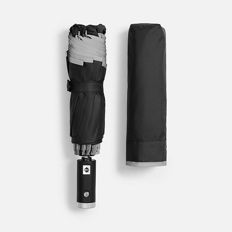 Зонт обратного сложения Norsken с фонариком, черный - рис 6.